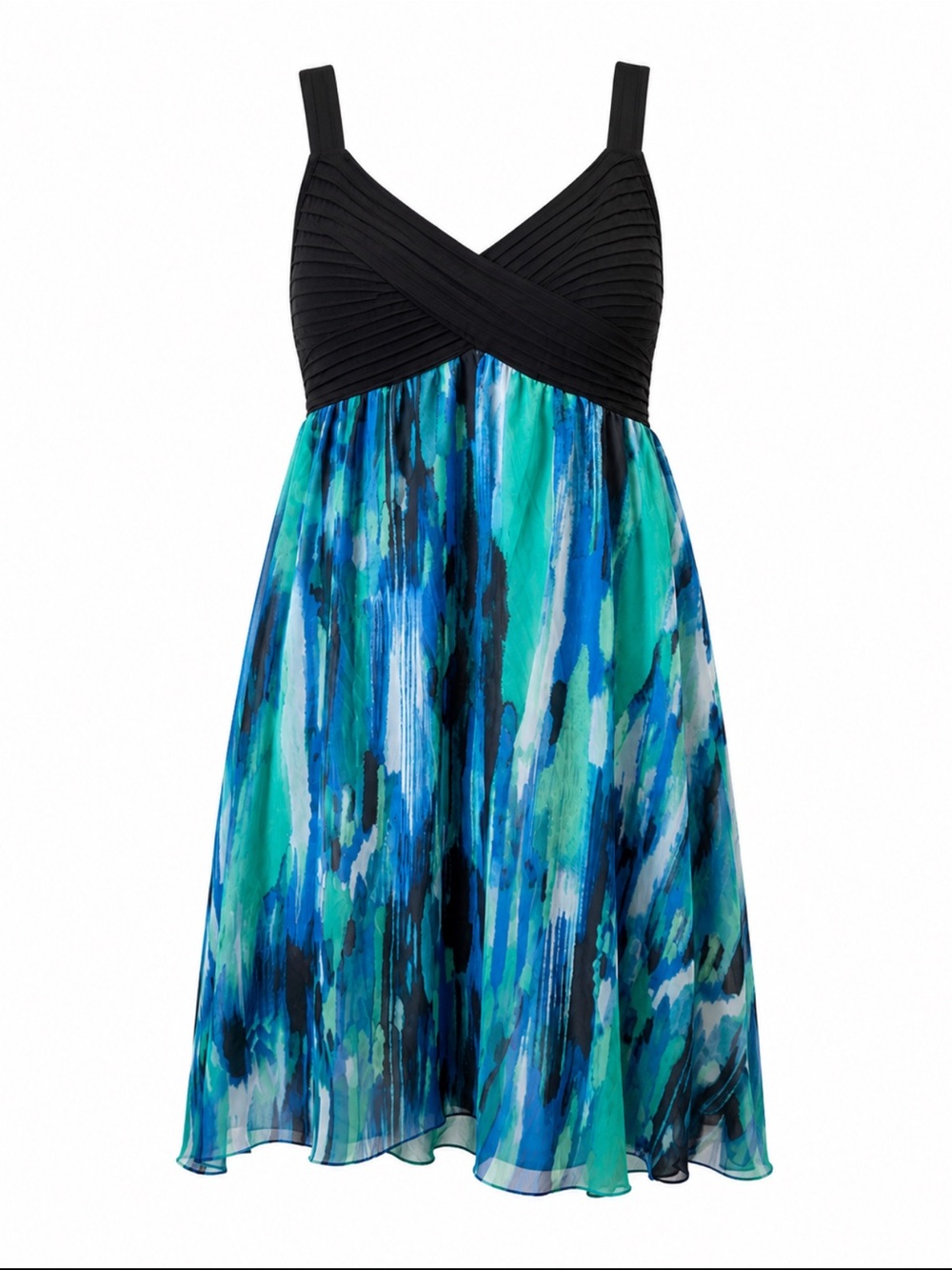 RICKI'S Black Bodice Blue Green Printed Maxi Dress - Picture 2 of 3
